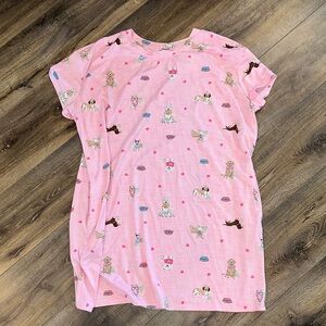 Women's Pink Dog-Print Short Sleeve Nightshirt